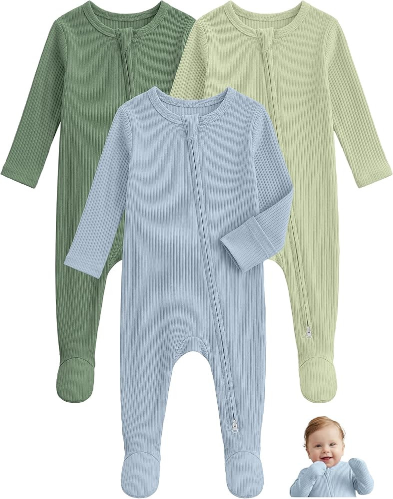 Baby Pajamas Baby Sleepers Rayon From Bamboo for Newborn 0-3 3-6 6-9 Months Footie Pjs Baby Boys ... | Amazon (US)