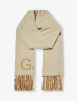 Logo-print recycled wool-blend scarf | Selfridges
