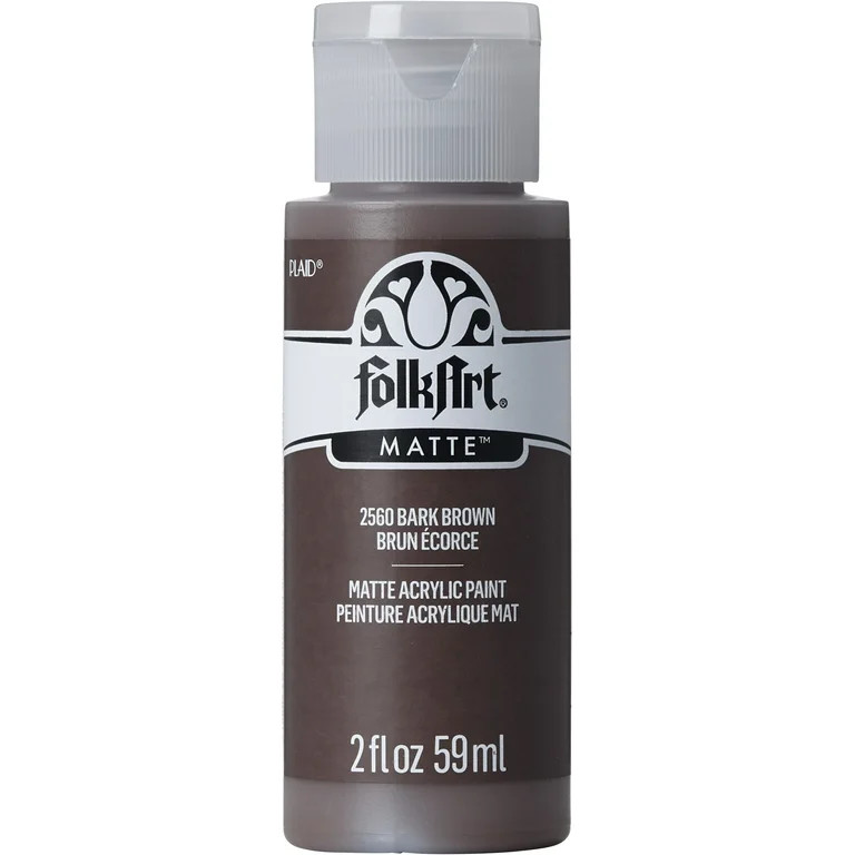 FolkArt Acrylic Craft Paint, Matte Finish, Bark Brown, 2 fl oz - Walmart.com | Walmart (US)