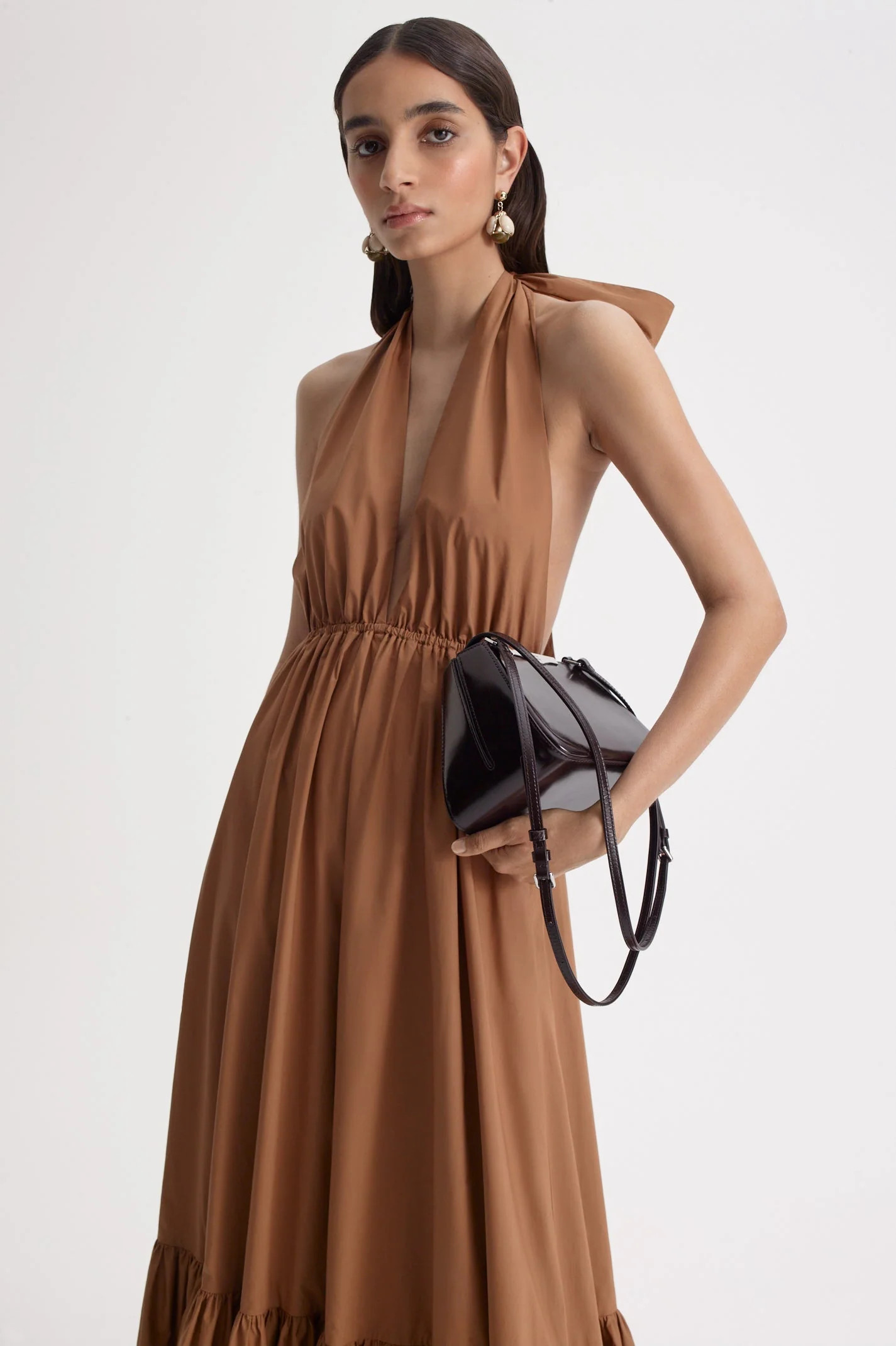 PARACHUTE COTTON HALTER DRESS - ALMOND - Scanlan Theodore | Scanlan Theodore US