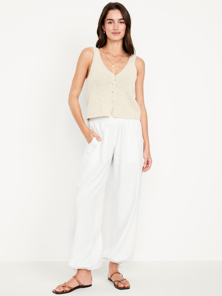 Mid-Rise Linen-Blend Harem Pants | Old Navy (US)