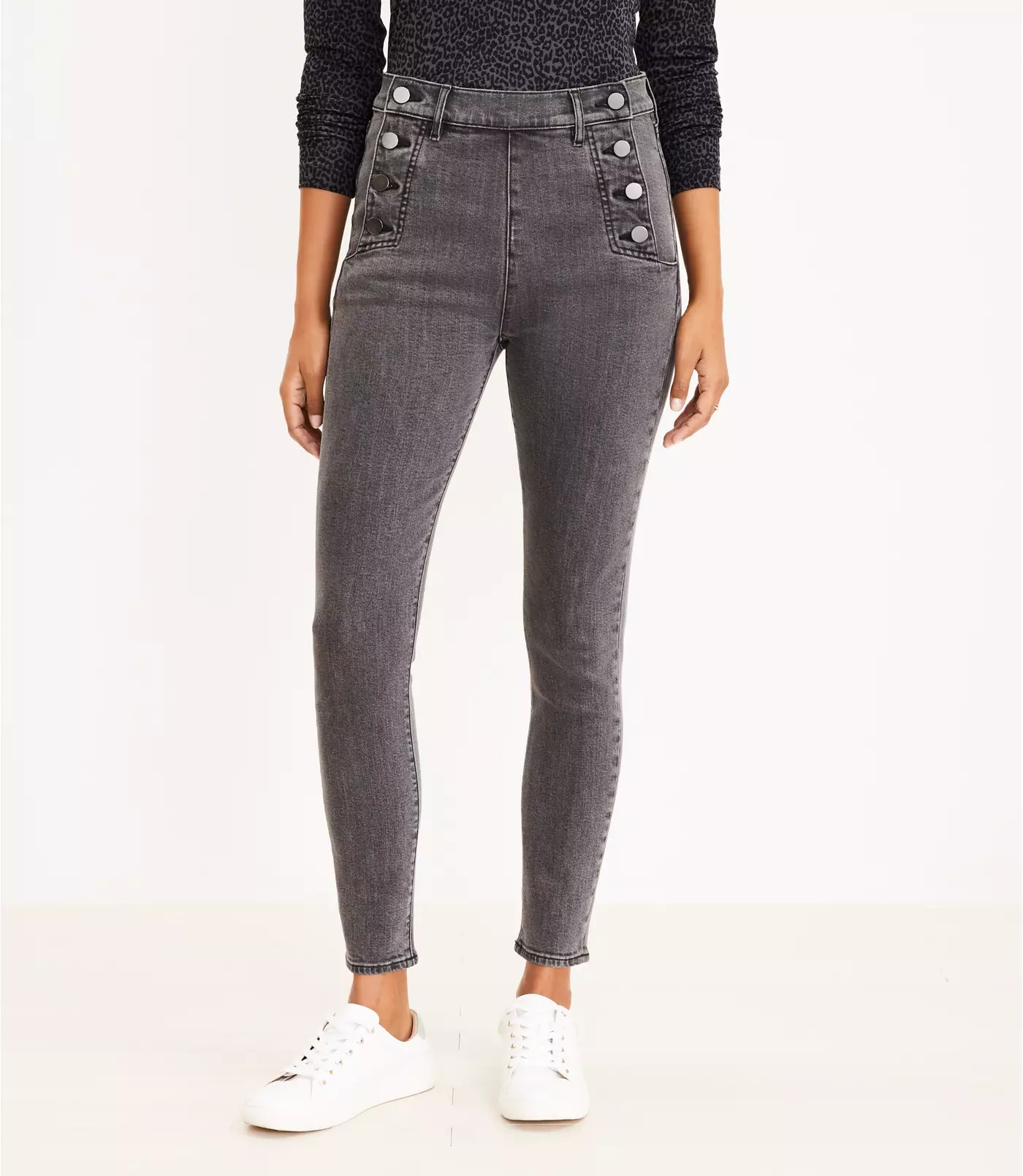 Admiral High Rise Skinny Jeans in Staple Grey Wash | LOFT
