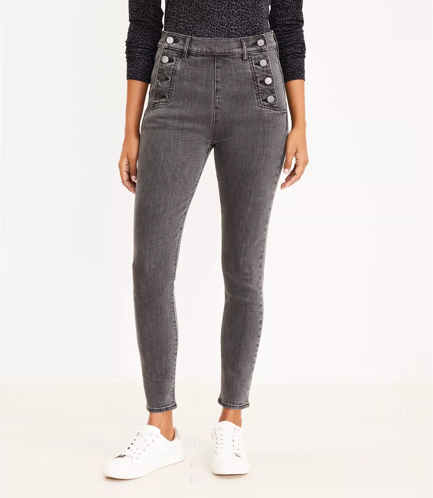 Admiral High Rise Skinny Jeans in Staple Grey Wash | LOFT