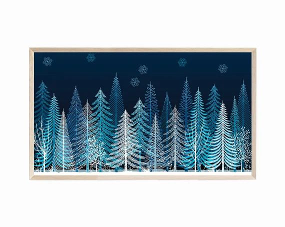 Samsung Frame TV Art Modern Holiday Sparkling Forest and - Etsy | Etsy (US)