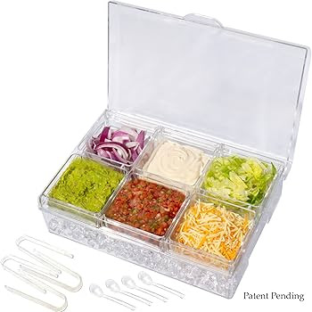 ImpiriLux Ice Chilled Six Compartment Condiment Server Caddy - Serving Tray Container with 6 Remo... | Amazon (US)