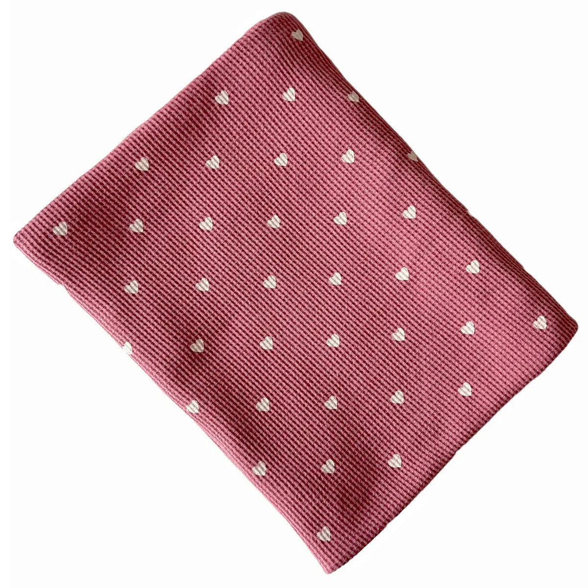 Organic Cotton Waffle Swaddle Blanket, Mauve Heart | SpearmintLOVE