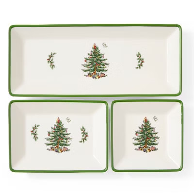 Spode Christmas Tree 3-Piece Dessert Trays, Collector Serveware - Holiday Dinnerware & Decorative Tray, Holiday Winter Serving for Occasions | Target