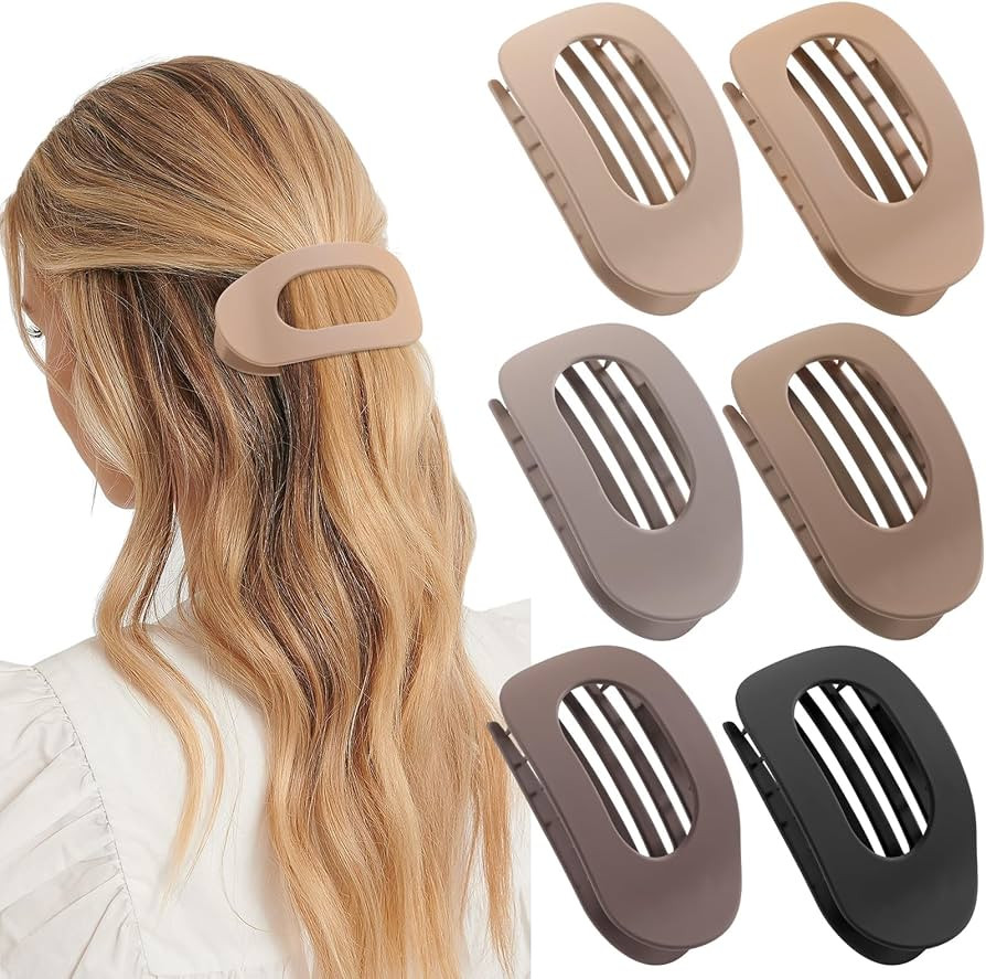 6 PCS Flat Hair Clips for Women, French Flat Round Clips for Thick or Thin Hair, Matte Large Hair... | Amazon (US)