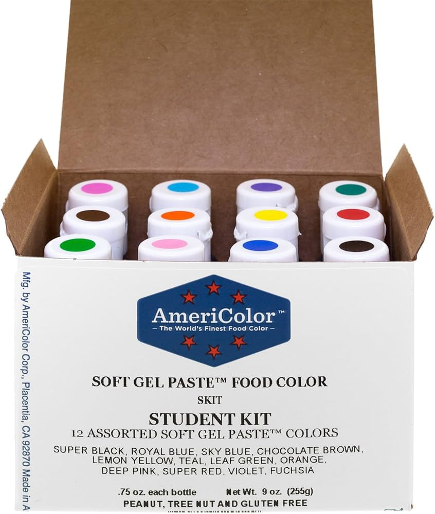 Food Coloring AmeriColor Student - Kit 12 .75 Ounce Bottles Soft Gel Paste Colors | Amazon (US)