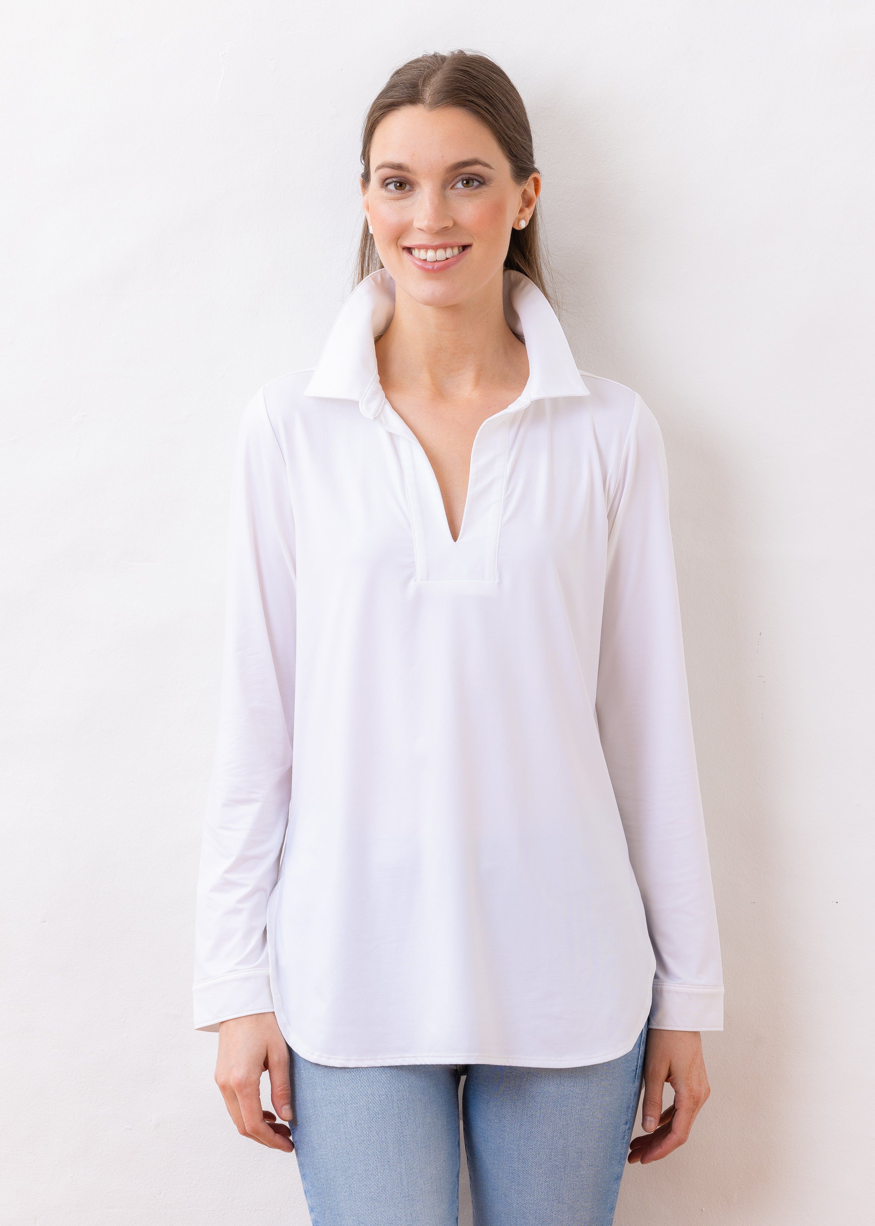 Madaket Tunic in Eco Jersey (White) | Dudley Stephens