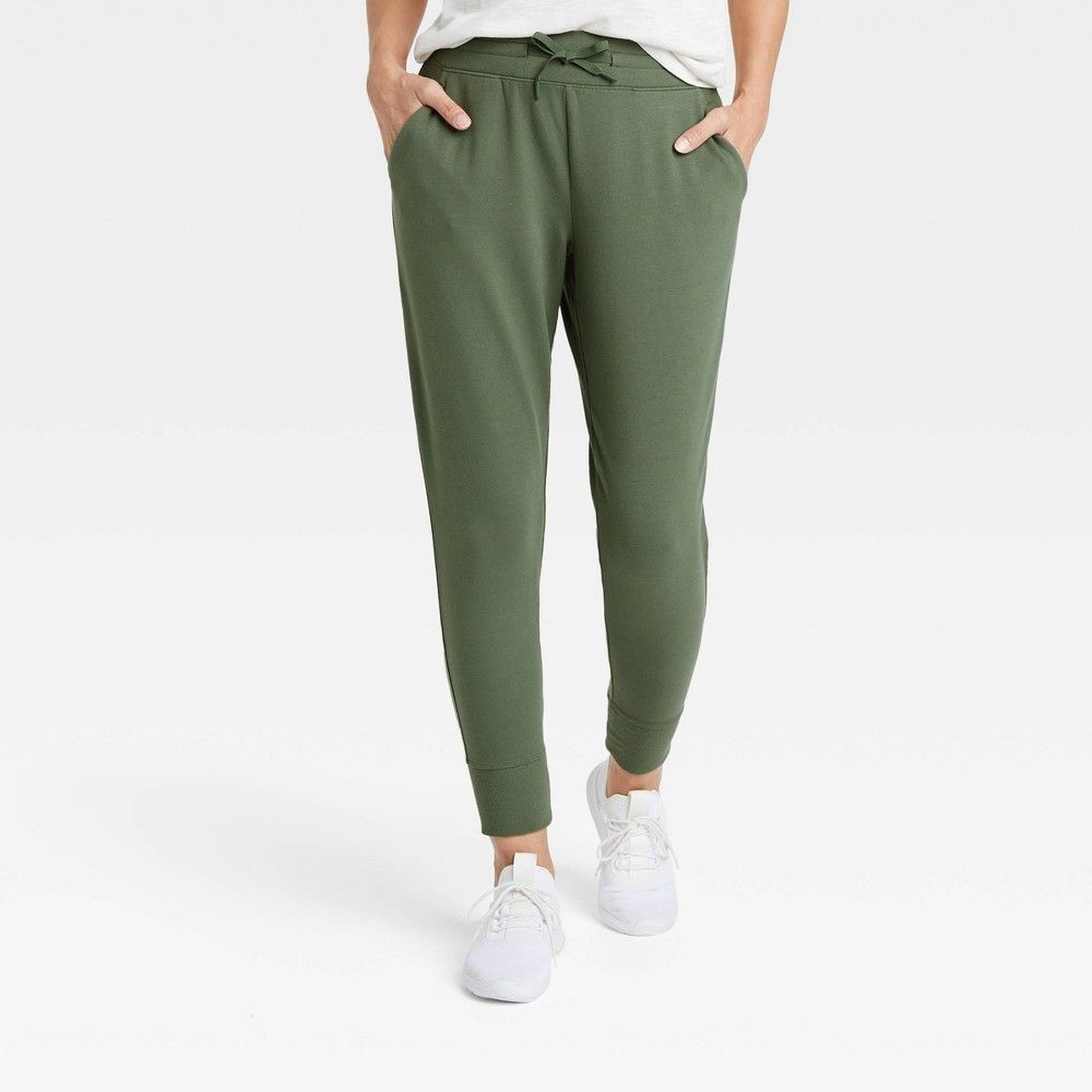 Women's French Terry Joggers 25.5"" - All in Motion Olive Gray XL | Target