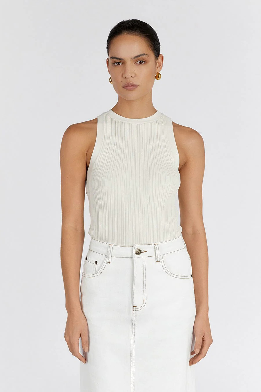 ANDERS CREAM KNIT TANK | DISSH