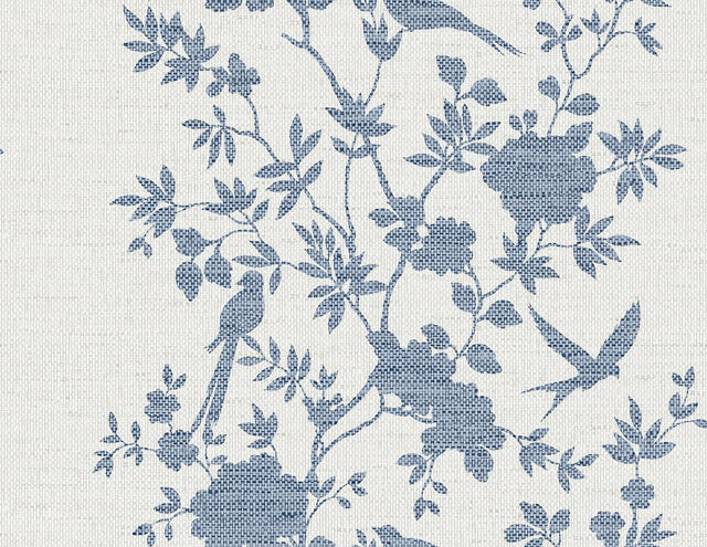 Seabrook Aloha Bird Trail Denim Blue Wallpaper | DecoratorsBest