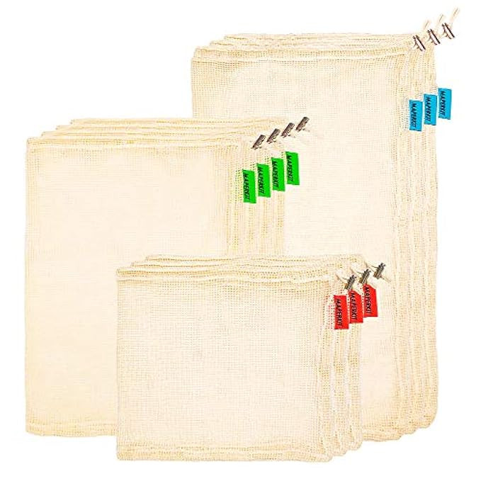 Maperkit Mesh Produce Bags | Reusable Produce Bags with Drawstring | Green Bags for Fruits and Veggi | Amazon (US)