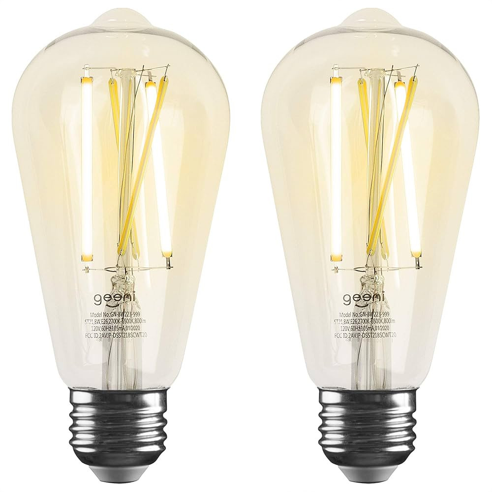 Geeni LUX Edison ST21 (ST64) Edison WiFi LED Smart Bulb, 2700K-6500K 8W, E26 Base, Dimmable, Tuna... | Amazon (US)