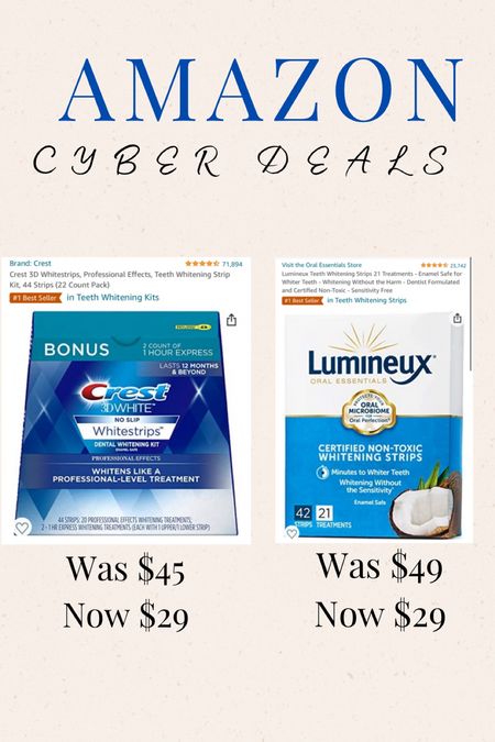 Amazon white strips on sale. Crest. Lumineux. Both work great. 

#LTKCyberweek #LTKsalealert #LTKGiftGuide