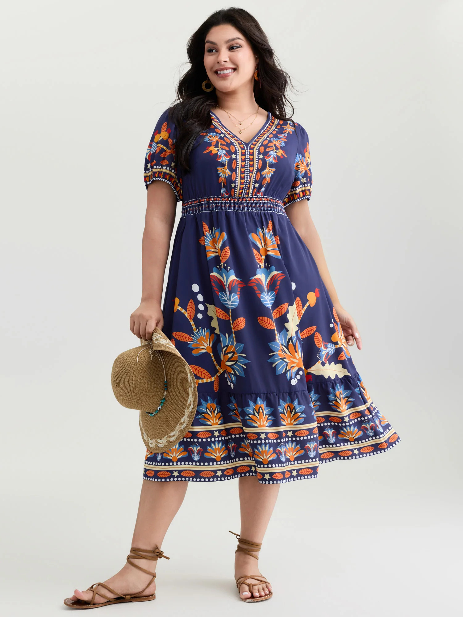 Supersoft Bright Floral Print Midi Dress | Bloomchic