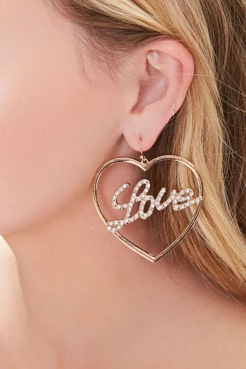 Love Heart Pendant Hoop Earrings | Forever 21 (US)