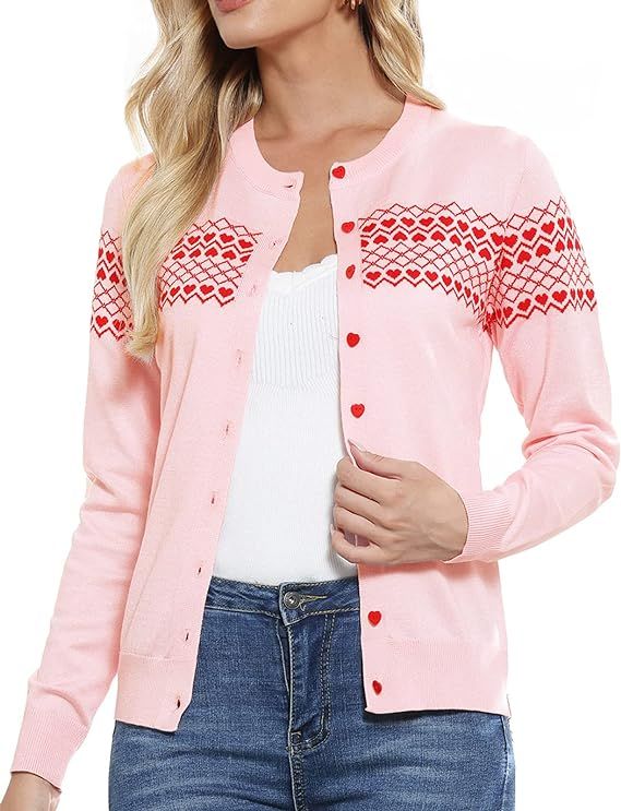 GRACE KARIN Women's Long Sleeve Button Down Crew Neck Classic Sweater Knit Cardigan | Amazon (US)