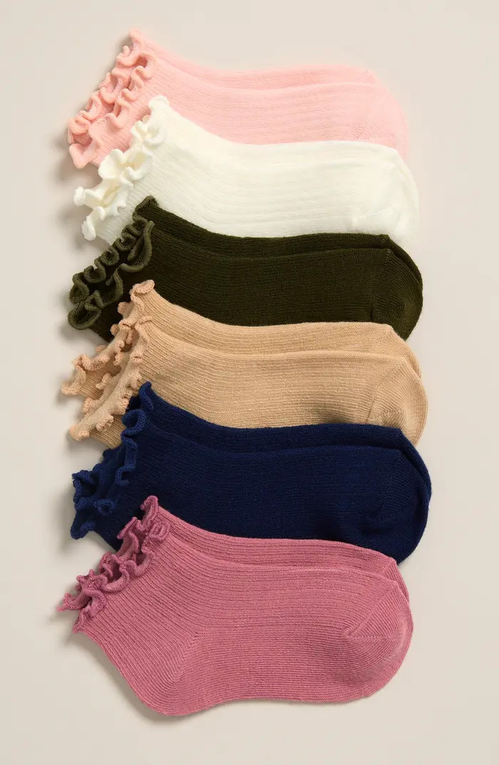 Nordstrom Kids' Assorted 6-Pack Lettuce Edge Crew Quarter Socks | Nordstrom | Nordstrom