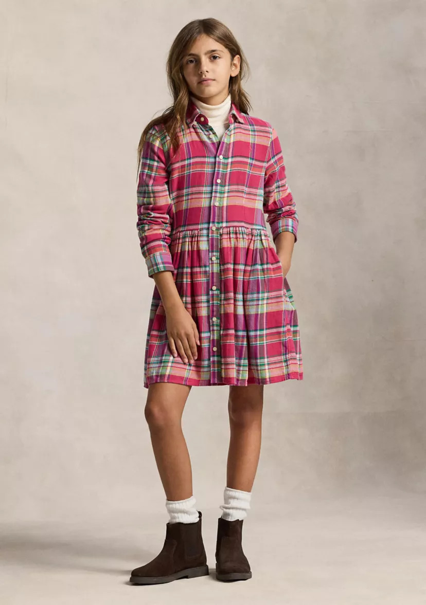 Girls 7-16 Plaid Cotton Madras Shirtdress | Belk