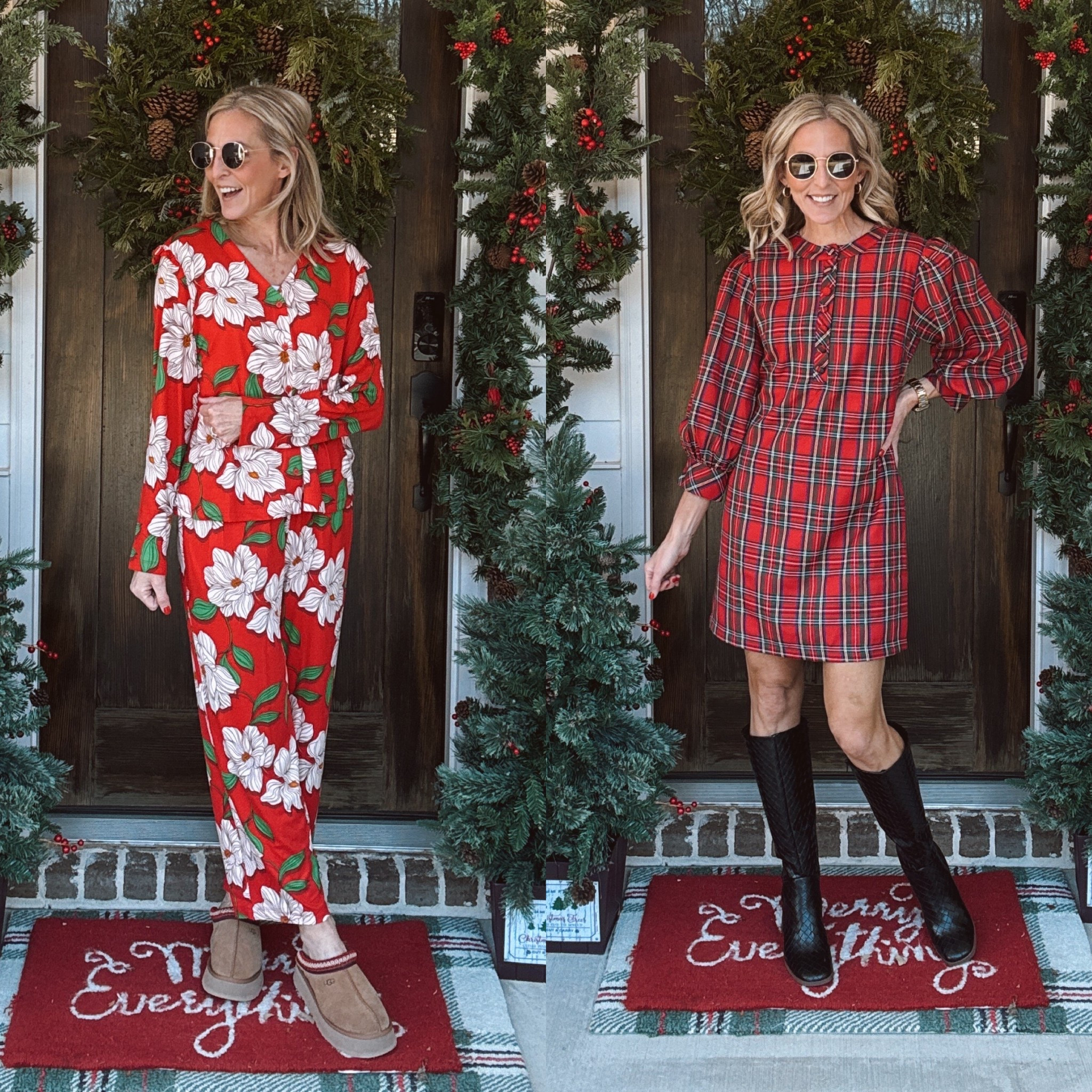 Stealing my own Sunday style!! From cozy florals for a slow morning at home to classic Christmas plaid for church, brunch, or a holiday gathering, this is how my Sunday flows. Comfortable, festive, and just polished enough to feel put together without trying too hard. Two looks. One Sunday. All the cozy-to-classy vibes. Comment Sunday for all the details 

Shop both Sunday styles in my LTK
Tap the links + tell me below—floral cozy or plaid festive? 👇

#LTKdayinmylife #LTKgrwm #LTKHoliday
