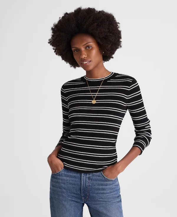 Double Layered Crewneck in Merino-Silk Blend | Madewell