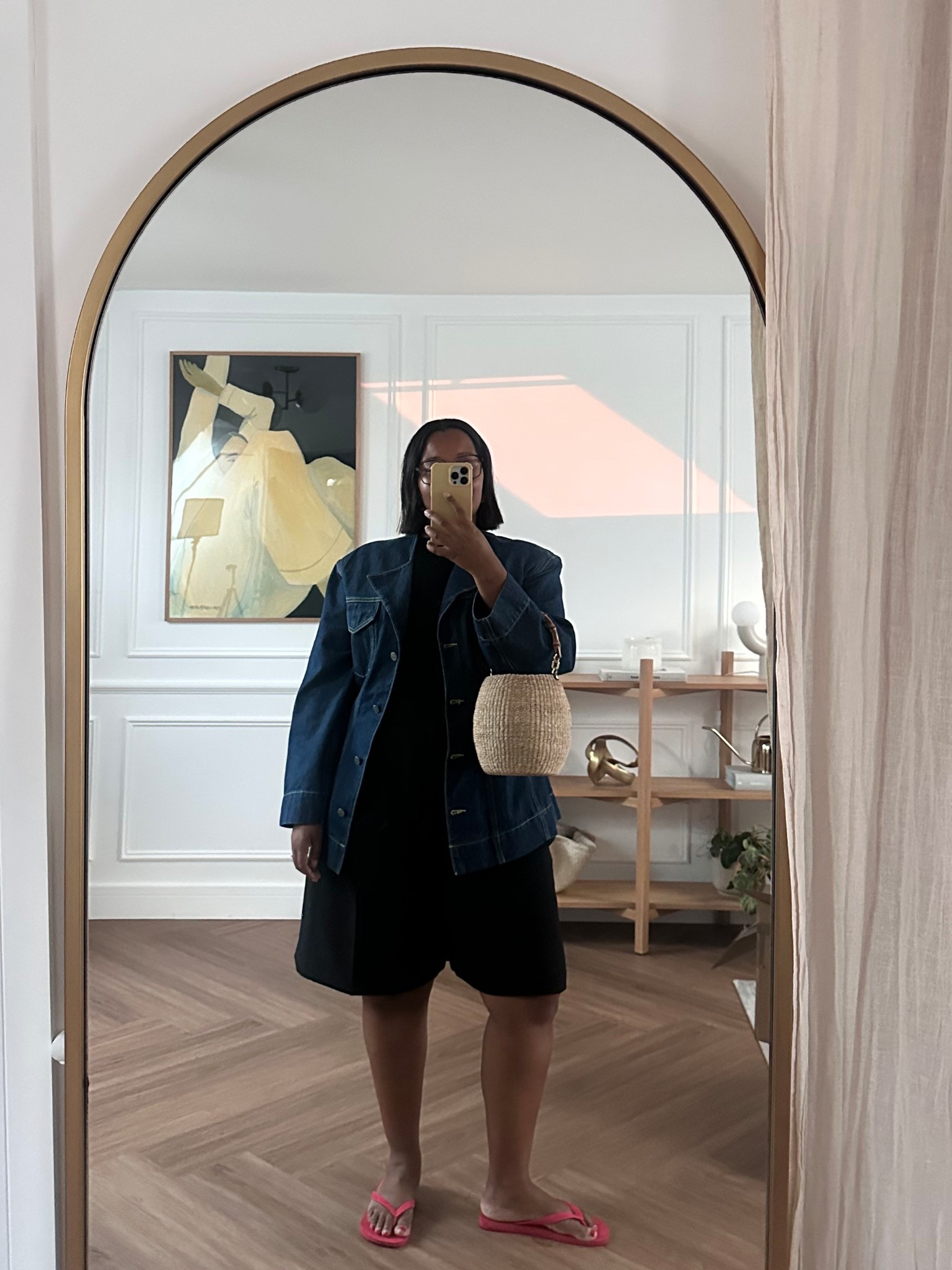 Dinner OOTN 



Denim jacket, Bermuda shorts, casual outfit, midsize, good American, Ganni 

#LTKsummer #LTKdatenight #LTKmidsize