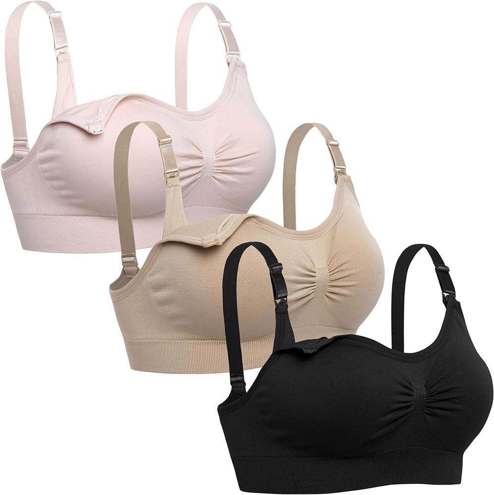 Lataly Womens Seamless Nursing Bra Sleeping Maternity Bralette for Breastfeeding Pack of 3 | Amazon (US)