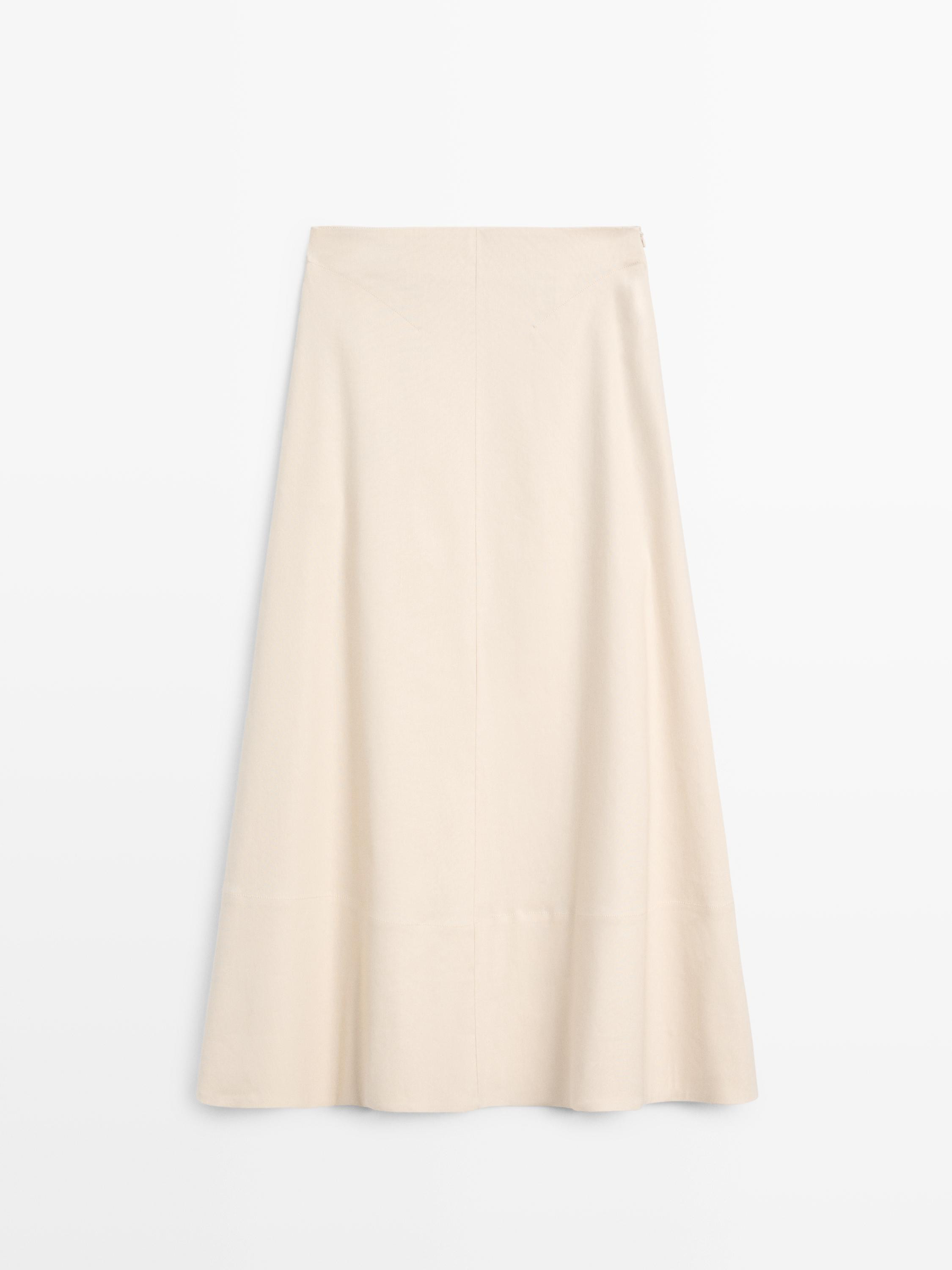 Linen blend flared skirt with pocket | Massimo Dutti UK