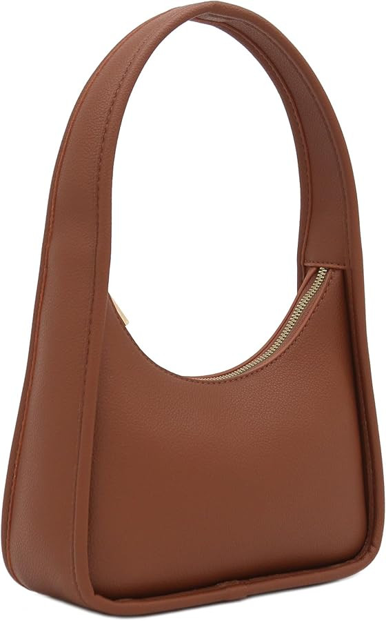 Small Minimalist Shoulder Bag for Women, Faux Leather Underarm Purse, Chic Top Handle Handbag for... | Amazon (US)