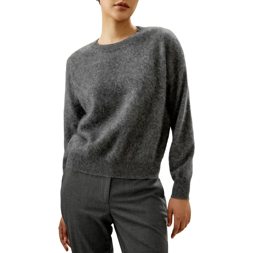 Lilysilk Women's Relaxed Drop-Shoulder Cashmere Sweater in Dark Gray at Nordstrom, Size Small | Nordstrom