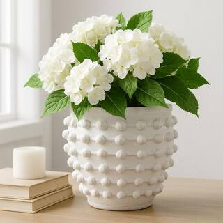 White Ceramic Round Woven Knot Decorative Planter (9 in. W x 9 in. H) | The Home Depot