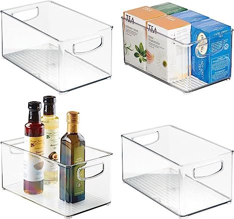 mDesign Plastic Kitchen Organizer - Storage Holder Bin with Handles for Pantry, Cupboard, Cabinet... | Amazon (US)