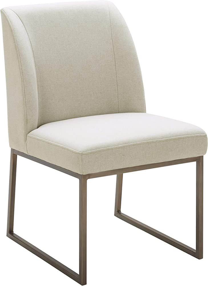 Amazon Brand – Rivet Contemporary Dining Chair with Brass Metal Base, 34"H, Chalk | Amazon (US)