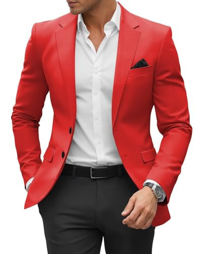 SHUZHXLZANGY Mens Red Blazer Jacket Slim Fit Casual Sport Coat Men Business XXL | Amazon (US)