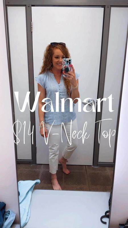 Walmart summer outfit / Time and Tru Women's Split Neck Top with Flutter Sleeves, Sizes XS-XXXL

Tops- wearing size small
Jeans- wearing my true size 4

#LTKOver40 #LTKWorkwear #LTKFindsUnder50