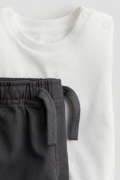 3-piece Cotton Set - Beige/dark gray - Kids | H&M US | H&M (US + CA)
