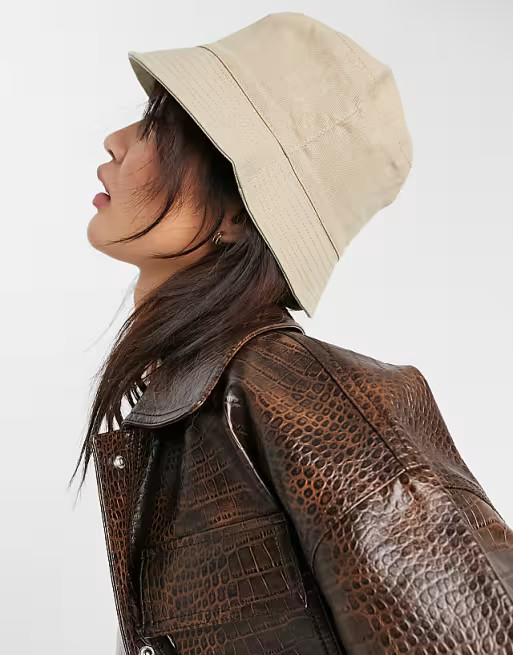 ASOS DESIGN natural fabrication bucket hat in beige | ASOS (Global)