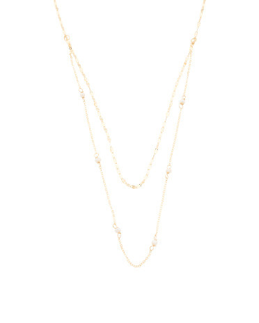 Made In Italy 14k Gold Multi Strand Pearl Necklace | TJ Maxx