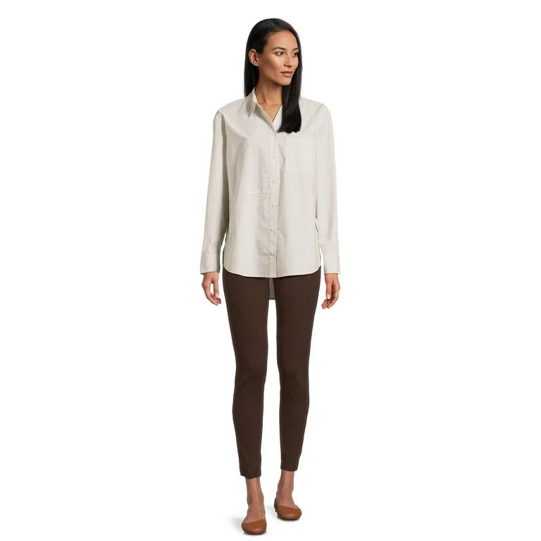 Time and Tru Women's Oversized Button Front Shirt, Sizes XS-XXXL | Walmart (US)