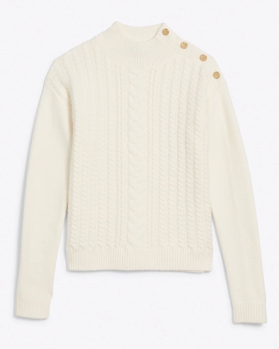Cableknit Turtleneck Sweater in Magnolia White | Draper James (US)