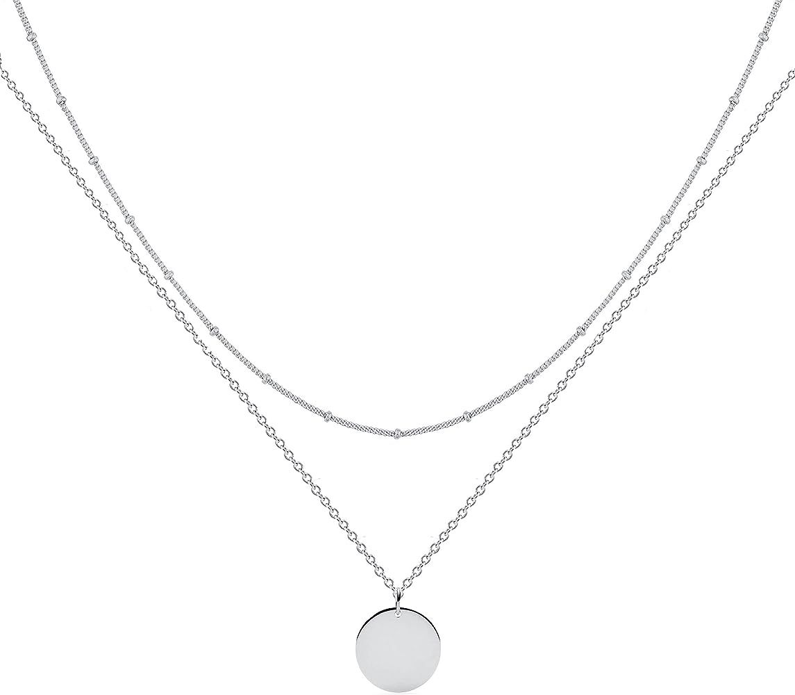 MEVECCO Layered Heart Necklace Pendant Handmade 18k Gold Plated Dainty Gold Choker Arrow Bar Laye... | Amazon (US)
