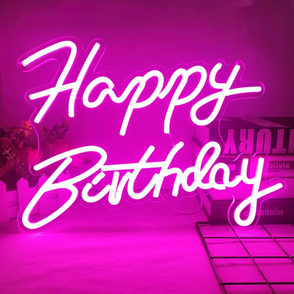 Ajoyferris Happy Birthday Neon Sign Dimmable Light Neon Happy Birthday Sign Happy Birthday Led Si... | Amazon (US)