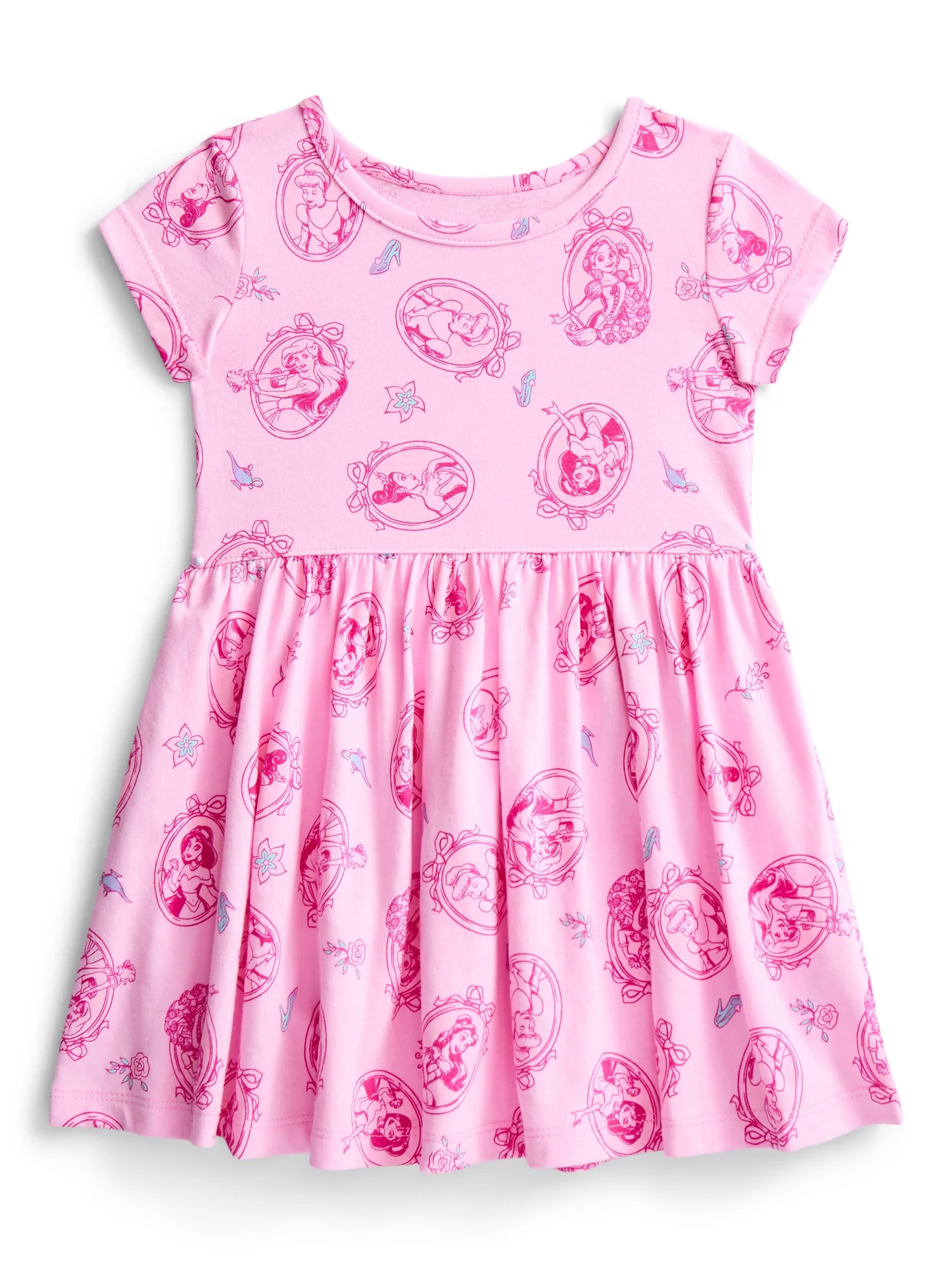 Disney Princess Toddler Girl Allover Print Dress with Short Sleeves, Sizes 12M-5T | Walmart (US)