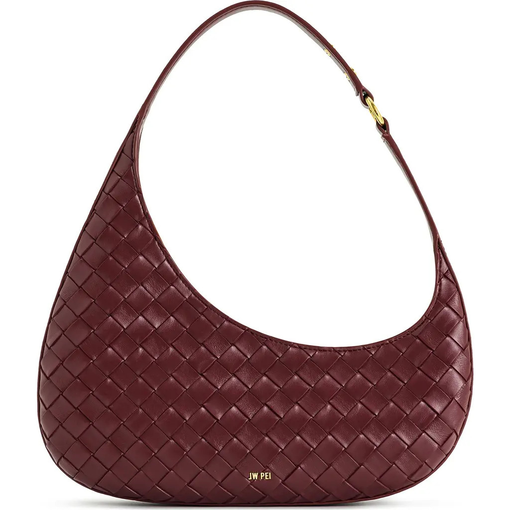 JW PEI Harlee Woven Faux Leather Shoulder Bag in Burgundy at Nordstrom | Nordstrom