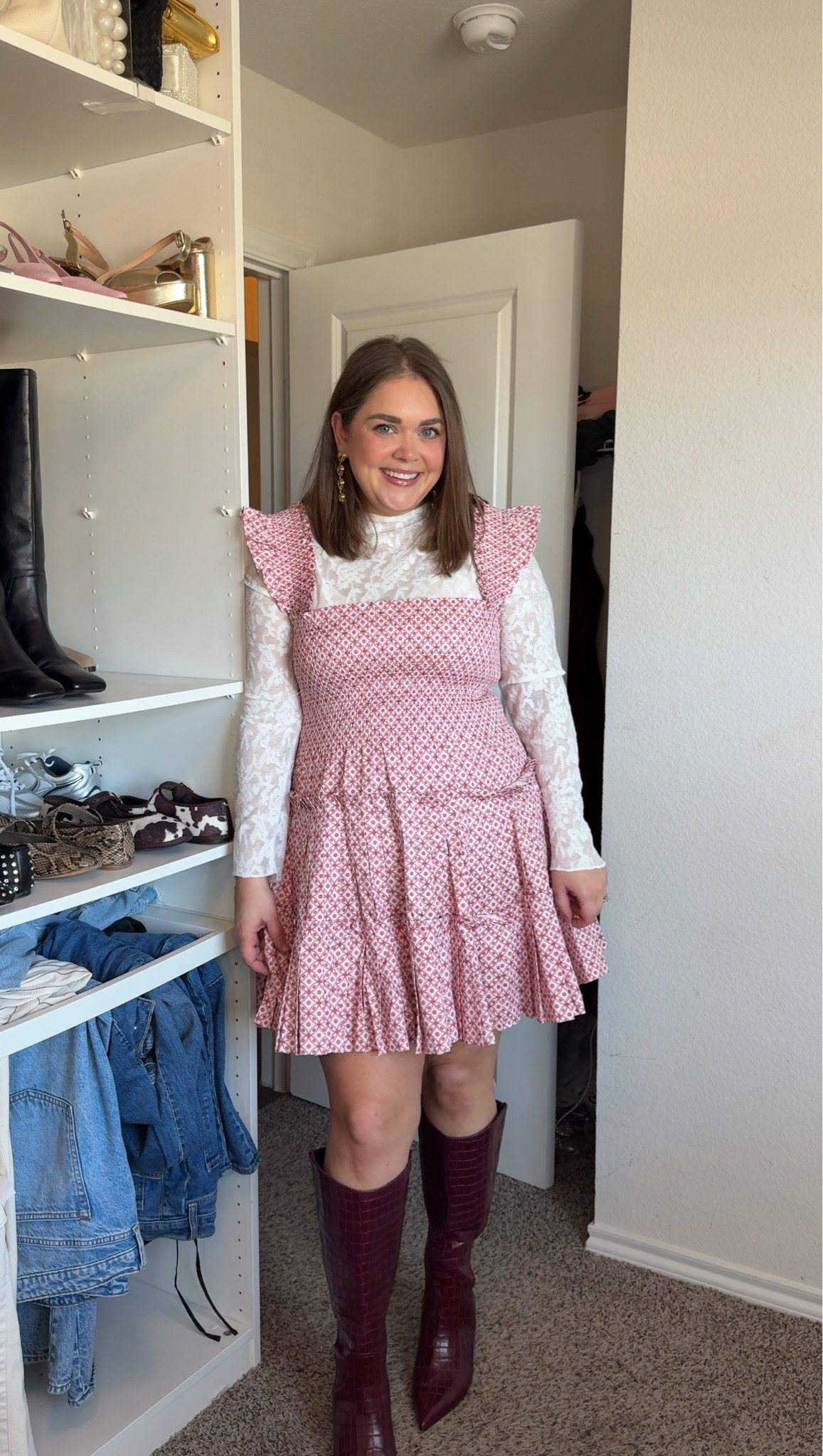 Valentine’s Day outfit idea. Wearing XL in dress and lace layering top  boots are on sale.

#LTKSaleAlert #LTKPlusSize