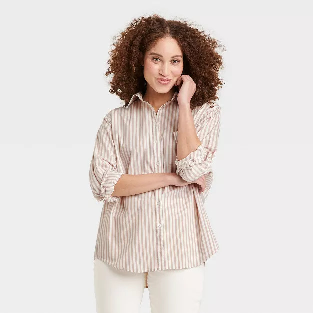 Women's Long Sleeve Button-Down Boyfriend Shirt - A New Day™ | Target