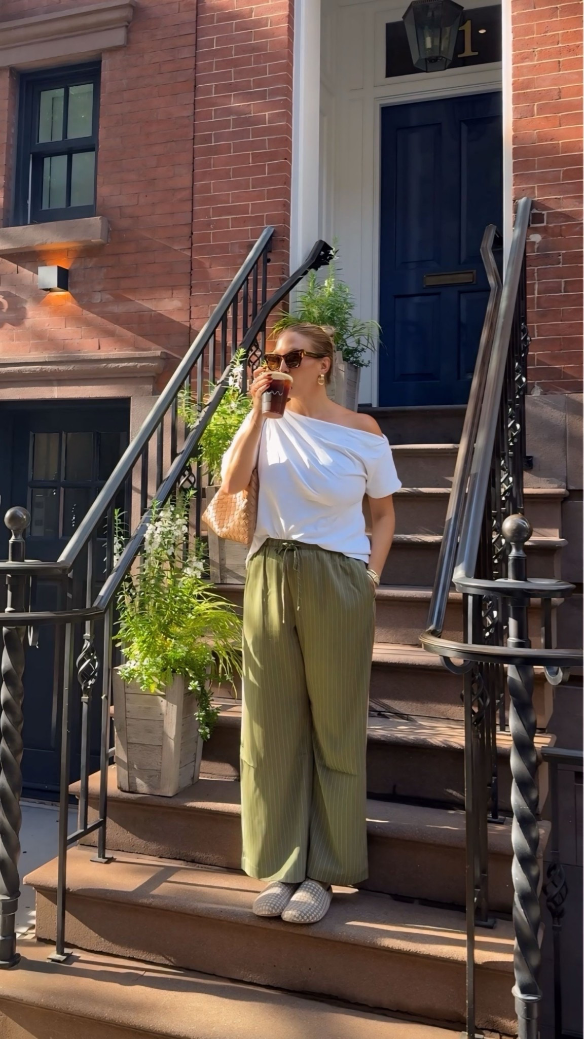 These are going to be THE pants for fall! Easy casual outfit for errands or running around. These striped olive trackpants are so chic for fall and these woven clogs are giving bottega dupe!

#LTKootd #LTKMidsize #LTKTall