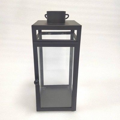 16&#34; x 7&#34; Decorative Metal Lantern Candle Holder Matte Black - Threshold&#8482; | Target